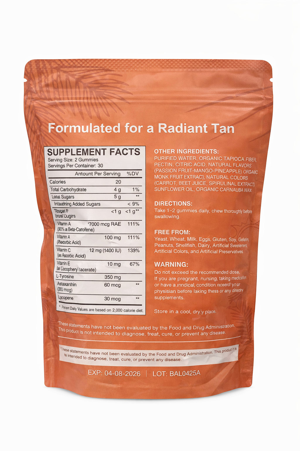 Balyo Tanning Gummies - Natural sun-kissed skin supplement  with Astaxanthin for Men and Women